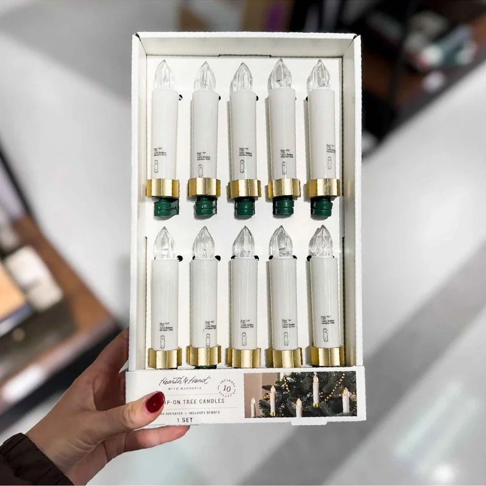 10ct 4.88" Christmas Tree Taper Flameless
Candles Brass - Hearth & Hand - Picture 3 of 5